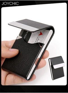 Buy PU Business Card Holder Case Luxury Metal Name Card Holder with Magnetic Shut Wallet Credit Card ID Case for Men Women in Saudi Arabia