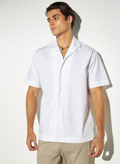 Buy Iconic Solid Poplin Shirt with Short Sleeves and Button Closure in Saudi Arabia