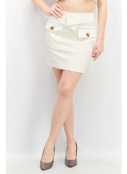 اشتري Women Solid Mini Skirt, Ivory في الامارات