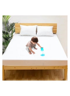 Buy Waterproof Mattress Protector Single High Absorption Tencel+TPU Pad Cover for Pets Kids Adults Deep Pocket Style 100% Waterproof Tencel Jersey Mattress Protector Single 120x200cm White in UAE