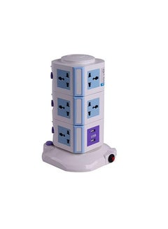 Buy Vertical Power Socket Multi-function Plug Universal Socket/4 USB/ 3m long extension/charge in UAE