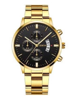 Buy Men's Metal Decorative Chronograph Analog Watch Gold - Black in Saudi Arabia