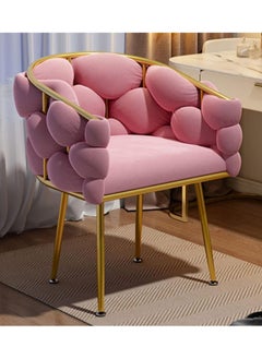 Buy Makeup Vanity Chair Modern Dining Chair Stool with Backrest Gold Metal Legs and Elegant Tufted Back in UAE