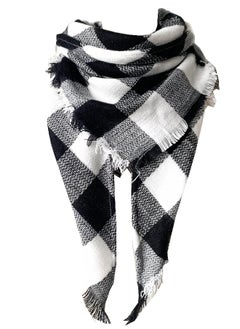 اشتري Wander Agio Womens Warm Scarf Triangle Shawls Large Scarves Stripe Small Plaid Fichu Black White 35 في الامارات