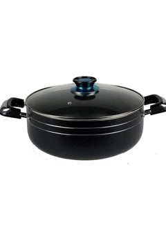 Buy Healthy Cooking Aluminium Dutch oven With Lid Black/Sliver 26cm in UAE