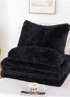 Buy COMFY SOFT & FLUFFY FAUX FUR 6 PC COMFORTER SET KING SIZE BLACK in UAE