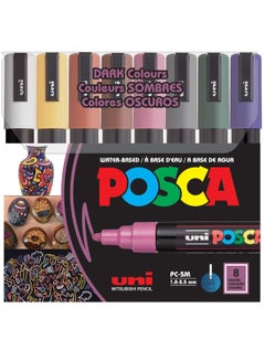 Buy Paint Marker Pen New Dark Colors, Medium Tip Line Width 1.8-2.5mm, Set of 8 in UAE