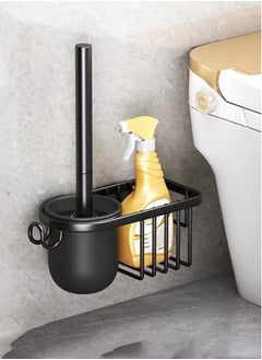 Buy 1-Set Wall-Mounted Toilet Brush And Holder Black 21.5x9.2x33.5 Cm in UAE