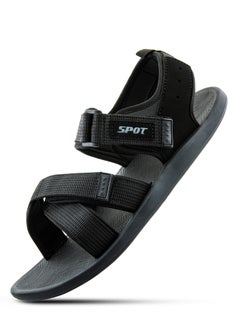 Buy Sandals for Men with Velcro Straps Max-Grip Outsole Stylish Mens Sandals SS-50 Black in UAE