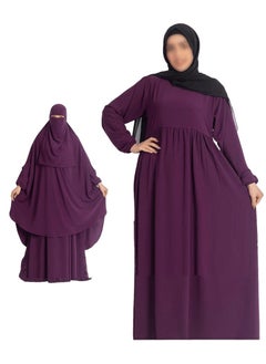 Buy Edna material is Royal, 3 pieces, an abaya, a cap and a niqab, one size, can be worn up to 110 kilos for women. in Egypt