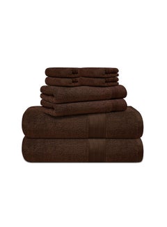 Buy 8 pc Luxury Home Linen, 100% Premium Cotton, 550 gsm, High Quality Weaving, Durable, Soft and Absorbent,  2 Bath Towel 70x140cm, 2 Hand Towel 40x70cm, 4 Face Towel 30x30cm, D Brown, Made in Pakistan in UAE