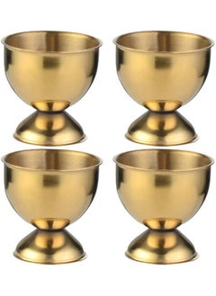 اشتري Stainless Steel Egg Holder, 4Pcs Gold Stands Egg Cups for Hard Boiled Eggs Tabletop Cups Breakfast, for Hard Boiled Eggs Golden Ice Cream Dessert Container Table Decor for Holiday Wedding Party في السعودية