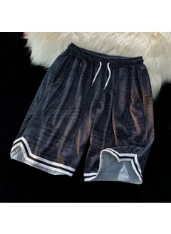 اشتري Summer Tie-dye Ice Silk Mens Shorts Casual Loose Trendy Black في السعودية