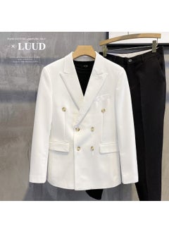 Buy 2022 Spring and Autumn Suit Jacket Mens Fashionable Brand Loose Formal Suit Korean Fashionable Ruffian Handsome Business Uniform TopWhite White in UAE