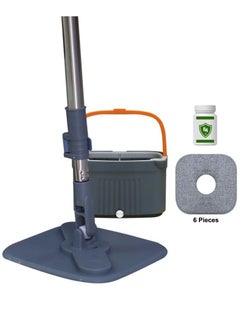 Buy Spin Mop Bucket Set with 6 Reusable Mop Pads Separates Dirty and Clean Water Square Microfiber Mop for Floor Cleaning Mop Set Pads for All Types Floors in UAE