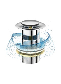 Buy Slotted Pop Up Sink Plug in Chrome Finish, Strainer Accessories Basin Sink Waste, Modern Bathroom Sink Waste Plug with Overflows in Saudi Arabia