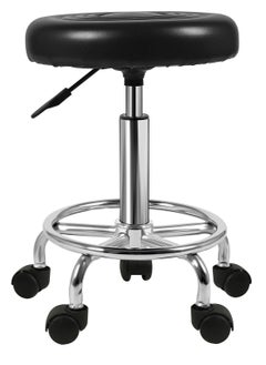 Buy ROWHY PU Leather Round Rolling Stool with Foot Rest, Small Home Office Desk Chairs 360° Swivel & Height Adjustable, Modern Salon & Spa Stools Office Massage Stools Task Chair Small, Glossy Black in Egypt