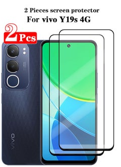 Buy 2 Pieces Full Cover Glass Screen Protector For vivo Y19s 4G Black/Clear and Screen Protector Accessorie in Saudi Arabia