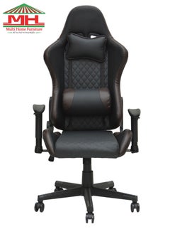 Buy Gaming Chair, Ergonomic Office Chair, Adjustable Swivel Leather Desk Chair, Reclining High Back Computer Chair with Lumbar Support and Headrest, Racing Style Video Gamer Chair 8884-BROWN/BLACK in UAE