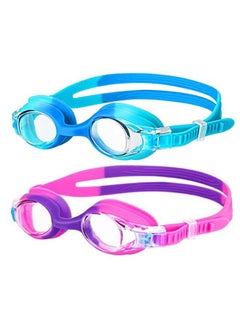 Buy Kids Swimming Goggles, 2 Pack No Leak Adjustable Straps HD Silicone Anti-Fog Kids Swim Goggles, UV Protection, Waterproof, Comfortable Fashion for Boys Girls (Age 6-14) in Saudi Arabia
