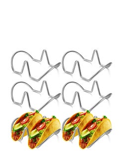 اشتري 4-Piece Stainless Steel Taco Holder Set-Taco Stand - Suitable for Both Hard and Soft Tacos - for Taco Nights and Parties - Durable and Easy-to-Clean Taco Rack - Practical Kitchen Accessory في السعودية