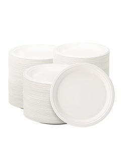 اشتري [200 Pack] Mog Disposable Foam 7 Inch Round Dinner Plates Insulates Hot or Cold Beverages Great for Serving Food Eco-friendly Plates for Office Parties Home Usage White في الامارات