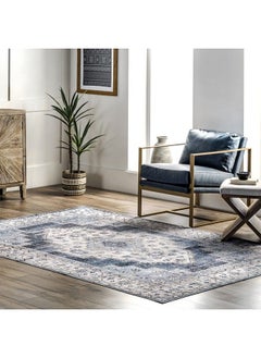 اشتري Dania Machine Washable Medallion Area Rug 5' X 8' Navy في الامارات