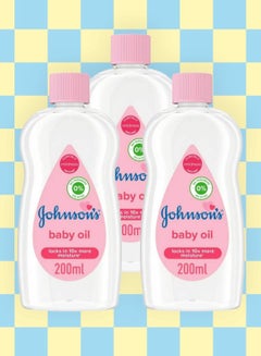 Buy Baby oil moisturizes and softens your babys skin making it radiant and beautiful for a long time 200 ml 2 + 1 in Saudi Arabia