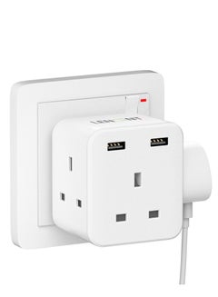 Buy LENCENT Multi Plug Extension with 2 USB, 3 Way 3 Plugs Socket adapter, 5-in-1 Cube Electrical Extender Outlet Adaptor, USB Wall Charger, 3 Pin Plug Expander for Home, Office, Kitchen, 13A 3250W in UAE