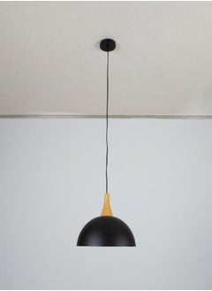 Buy Eucandle Industrial Ceiling Lamp Black Color with Elegant Wood Piece in Saudi Arabia