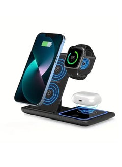 Buy 3 in 1 Wireless Charging Station Foldable Fast Wireless Charger Stand Compatible with iPhone 15/14/13/12/ Huawei Mobile Phones/Headphones/Watches/AirPods in Saudi Arabia