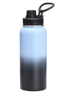 اشتري زجاجة شرب من الفولاذ المقاوم للصدأ سعة 1 لتر ، زجاجة مياه مقصف رياضية بمقبض ، زجاجات مياه معزولة للمشي وركوب الدراجات (أسود وأزرق) في السعودية