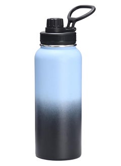 Buy 1L Stainless Steel Drinking Bottle, Sports Canteen Water Bottle with Handle, Insulated Water Bottles for Hiking & Biking (Black & Blue) in Saudi Arabia