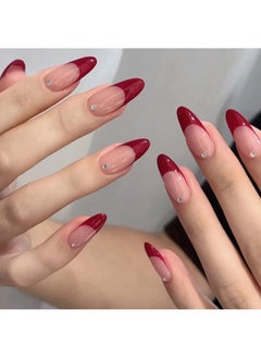 Buy 24Pcs Red Fingertips Almond Nails Fake Nails in Saudi Arabia