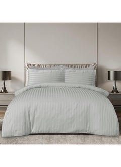 Buy HOTEL COLLECTION Stripe Single Light Grey Duvet Cover set with Single Pillow Case 160x220 cm in UAE