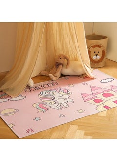 Buy Unicorn Rug For Girls Playroom Bedroom Pink Square Area Rugs Multicolor Nonslip Play Mat Kids Toddlers Girls Cute Room Decor 3.3×5.3Ft in UAE