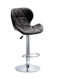 Buy Height Adjustable Bar Stools PU Faux Leather Padded Swivel Barstools Modern Counter Height Chairs with Backrest and Footrest for Pub Kitchen Counter (Black, 1) in UAE