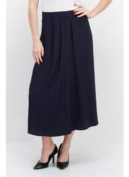 Buy Women Plain Midi Skirt, Navy in UAE