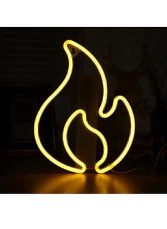 اشتري Flame Neon Sign, LED Hanging Light, USB/Battery Powered, for Bedroom Wall Decoration, Kids Room, Restaurant, Party, Bar, Birthday Gift (Yellow) في الامارات