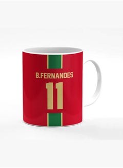 Buy Designer Printed Coffee Mug with Heavy Duty Handle 11oz Ceramic Personalized Gift Mugs Cup Football Team - Portugal Player Name - B.Fernandes in UAE