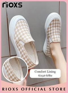 Buy Women's Casual Low Top Sneakers Fashion Slip Ons Flats Shoes Comfortable Lightweight Breathable Shoes in Saudi Arabia