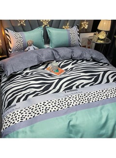 Buy 4-Piece Double-Faced Design Cotton Duvet Cover Set Without Fitted Bed Sheet Multicolor Queen in Saudi Arabia