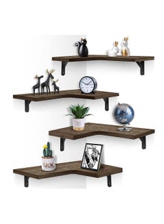 Buy COOLBABY Corner Floating Shelves for Wall Set of 4 Rustic Wood Wall Shelves Storage Display Shelf Decor in UAE
