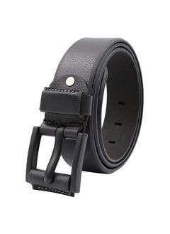 Buy Micro SK Men's Genuine Leather Black Belt With Black Frame Style Buckle in UAE