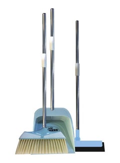 اشتري Long Hand Dust Pan with Broom Wiper Combination Cleaning Tools for Household 3 in 1 Long Handle Dustpan Brush Scraper Set في الامارات