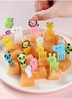 اشتري Cute Cartoon Fruit Fork Mini Animal Shape Baby Safety Fork Set Creative Small Plastic Snack Ice Cream Fork (10 Pieces) في مصر