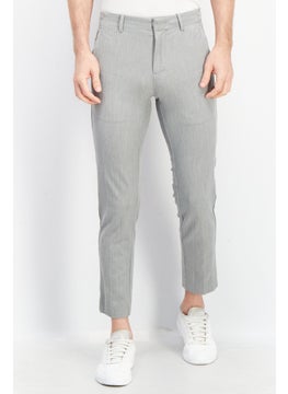 اشتري Men Slim Fit Solid Chino Pants, Grey في الامارات