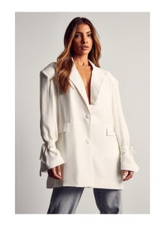 اشتري Premium Tailored Tie Cuff Oversized Blazer في الامارات