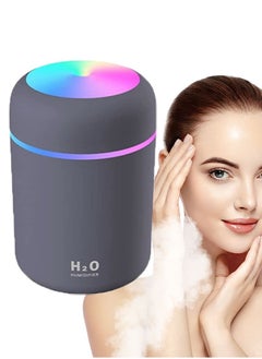 اشتري Mini Humidifiers Diffuser 300ml Portable 7 Colorful Cool Humidifiers Cool Mist Essential Oil Diffuser USB 2 Mist Modes and Auto Shut-Off Super Quiet for Car Office Home(Dark Grey) في السعودية