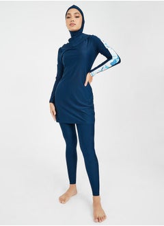 Buy Pack of 3 - Printed Sleeve Stripe Burkini, Leggings & Head Scarf in Saudi Arabia